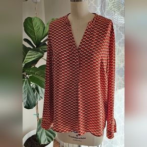 The Limited Fox Print Long Sleeve Blouse